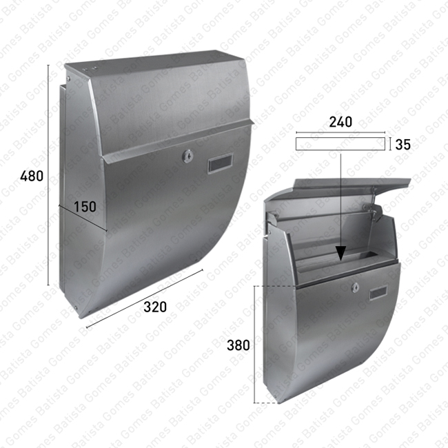 Caixa para correio - Inox 304